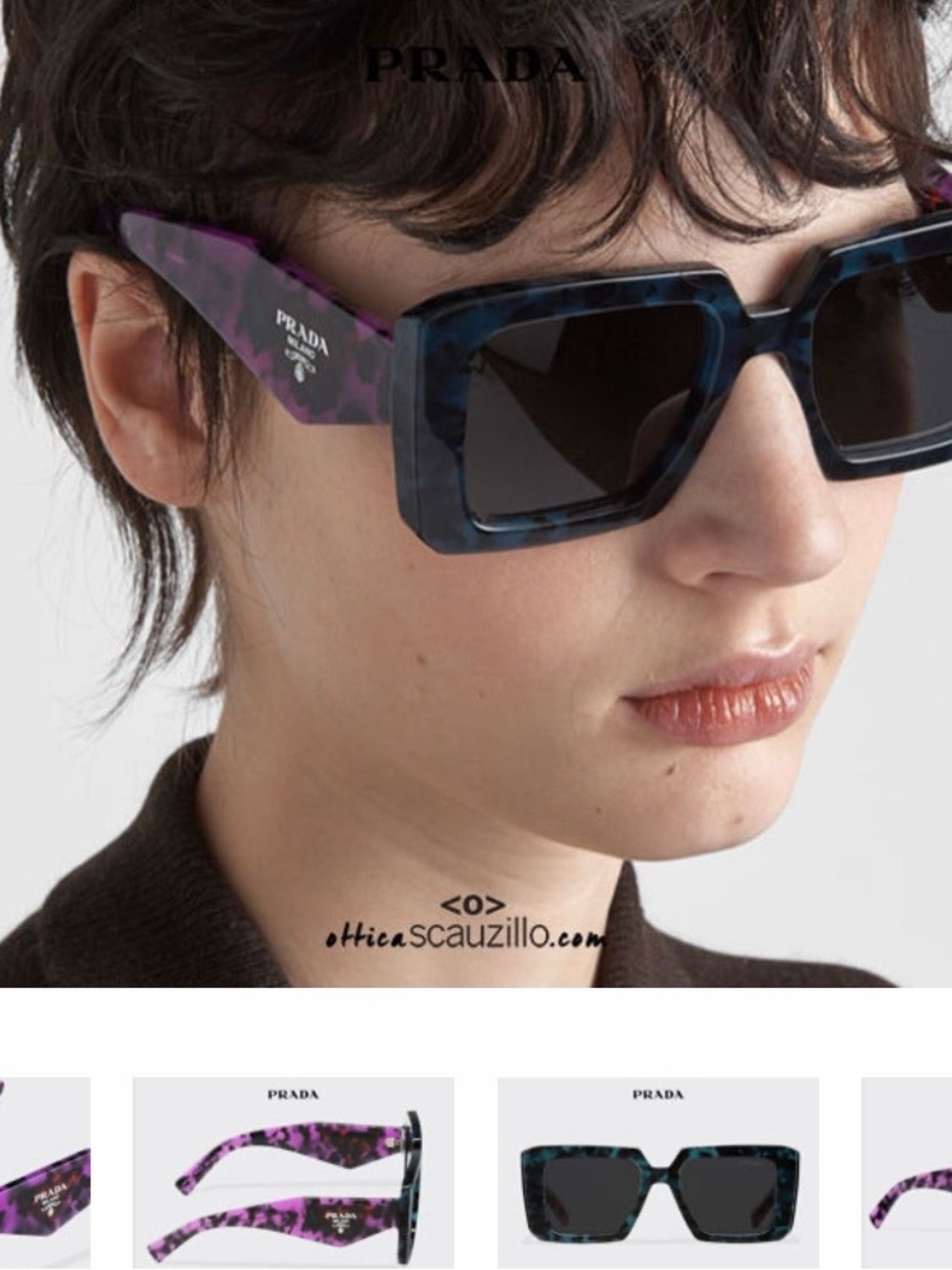 Authentic ) Prada Women’s Frames with Purple Pattern Arms Sunglasses